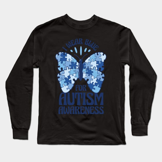 I wear blue for autism awareness autism gift Long Sleeve T-Shirt by AbirAbd